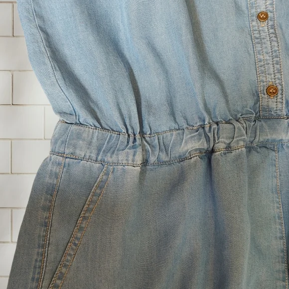 BLACK MARKET Denim Tencel Jumpsuit Romper Elastic Waist Medium Loose Fit - Picture 7 of 11